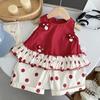 Girls Summer Korean Sleeveless Mushroom Print Vest With Polka Dot Wide Leg Pants Fashionable Two Piece Set