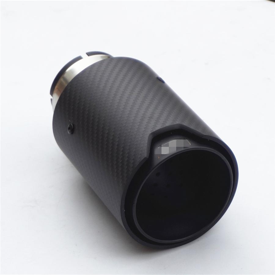 2Pcs All Full Matte Black Universal Car 100% Real Carbon Fiber Exhaust End Tips for BMW 2.5'' in, 3.5'' out With Logo