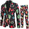Print Suits Fashion Merry Christmas Men's Suits Jackets Casual Suit 2 Piece Suits(Blazers + Pants) Christmas Gift Set Men's Christmas Print Set Party