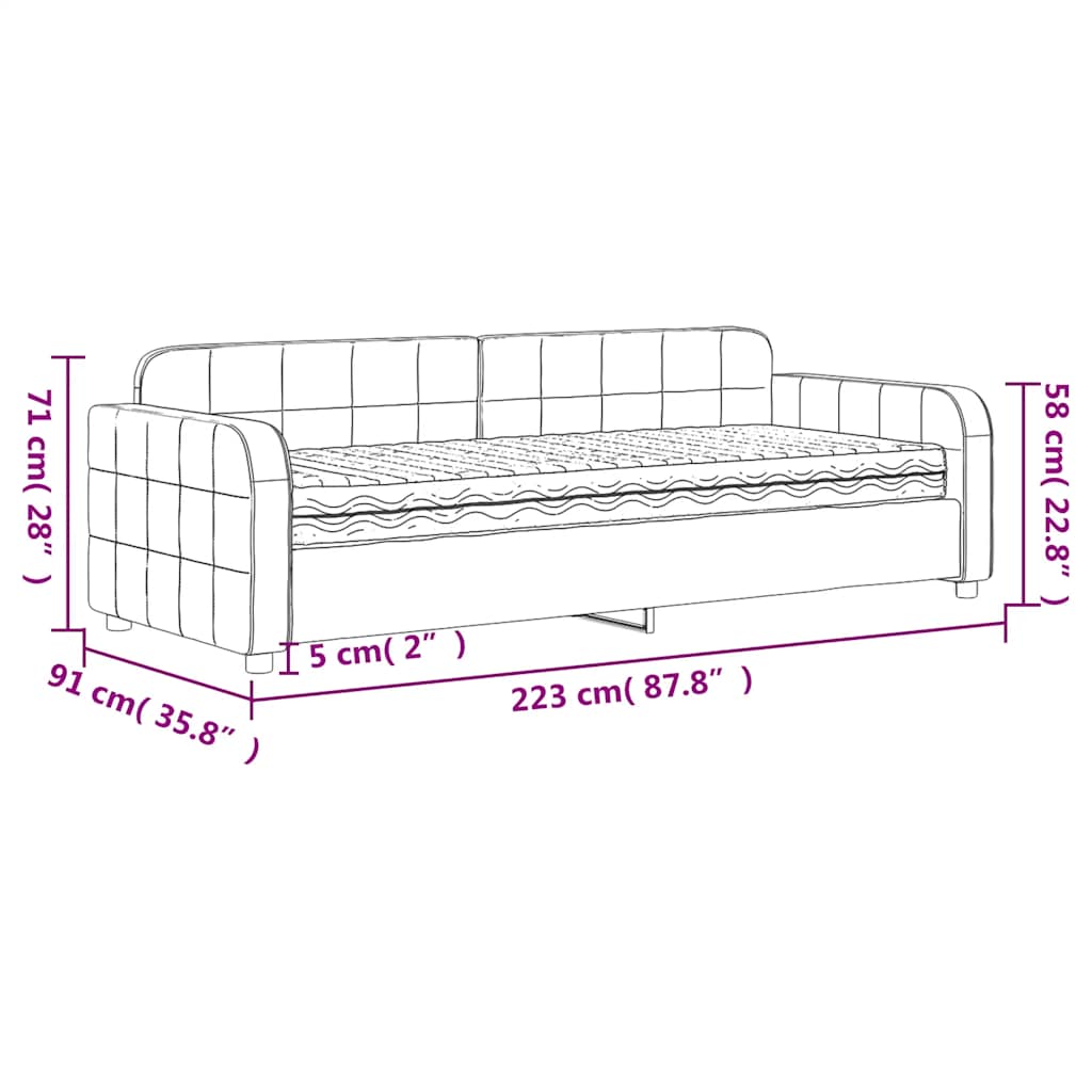 Daybed with Mattress Blue 80 x 200 cm Velvet