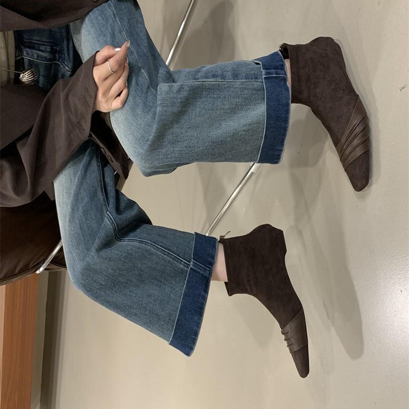 2025 autumn and winter new pointed thin heel high heel temperament thin French fashion sexy beauty female Internet celebrity short boots