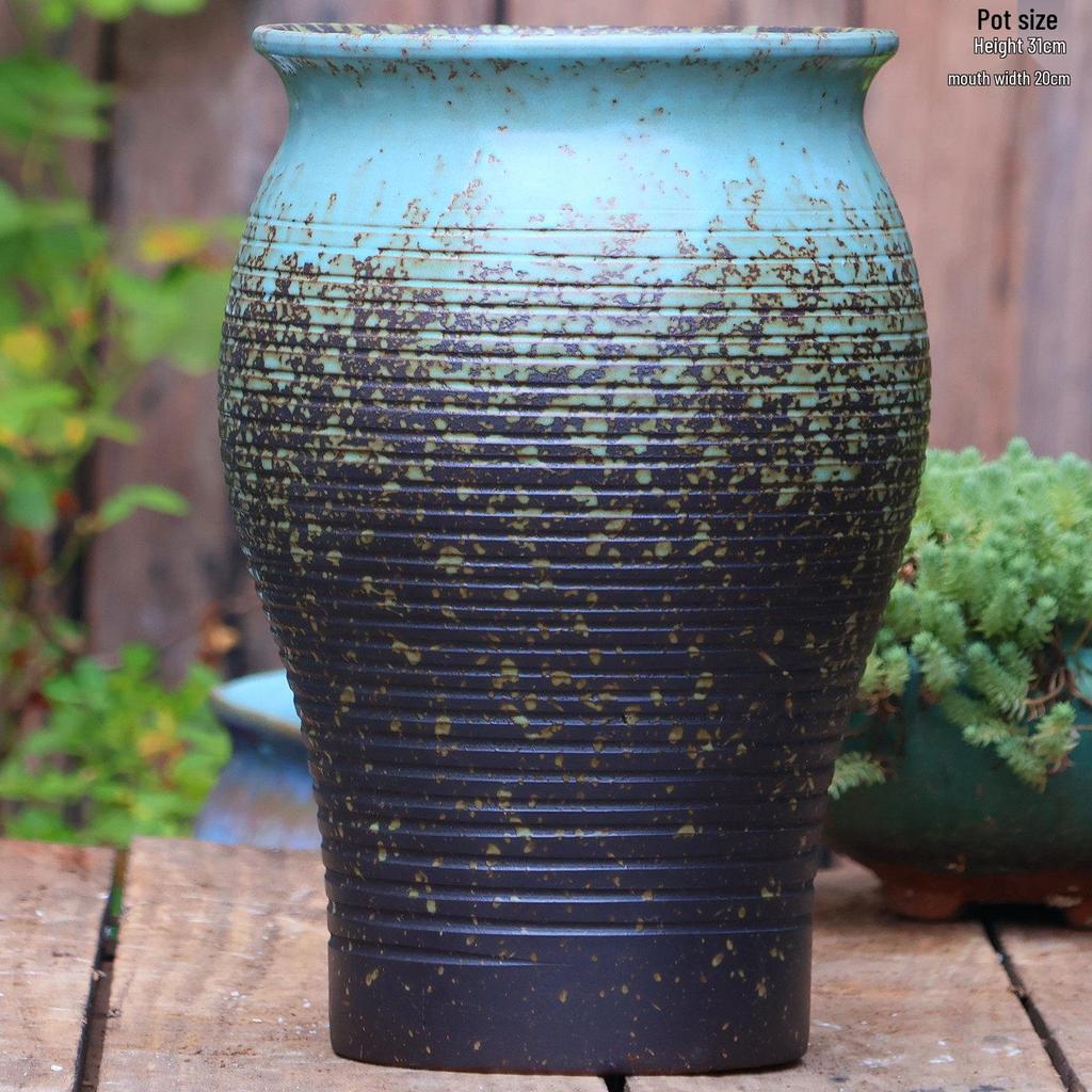 Handmade Large Ceramic Pot for Succulents & Orchids - Breathable, Coarse Pottery Bonsai Planter