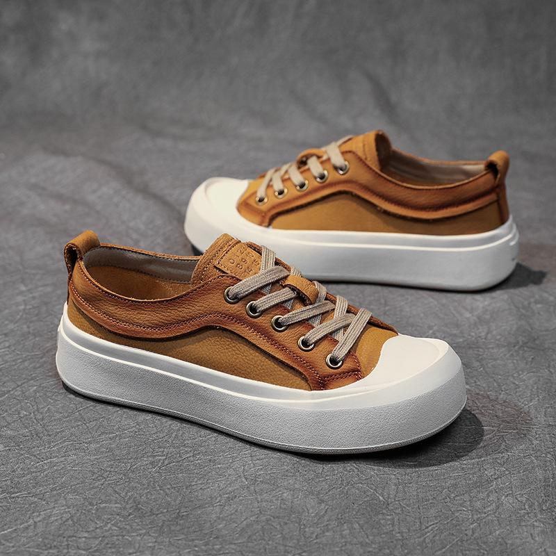 

Первый слой коровьей кожи маленькие туфли на доске женские весна 2025 новая кожа ретро на плоской подошве на шнуровке одинарные туфли женские повседневные туфли 40