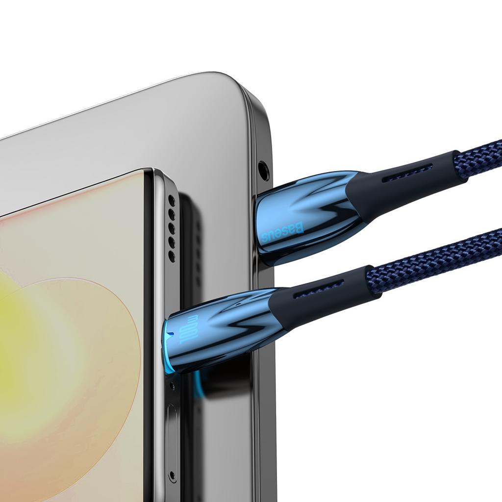 Baseus Glimmer Series Fast Charging USB-A to USB-C Cable 100W 480Mb/s 1m Blue