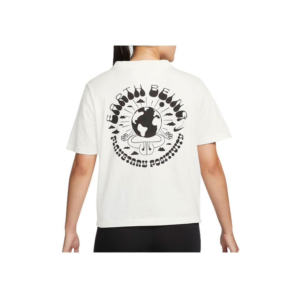 Nike Loose Fit Round Neck Short Sleeve T-Shirt With Back Letter Pattern Women Tops Sail-White DQ3308-133
