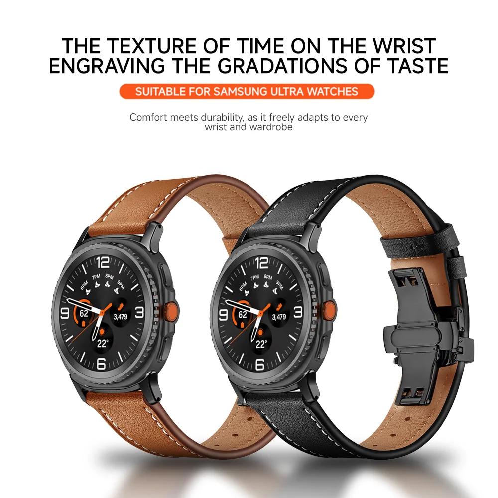 Kožený pásek pro Samsung galaxy watch 8 40 44mm /8 classic 46mm Obchodní řemínek pro galaxy ultra 2025/7 47mm Náramek pro chytré hodinky