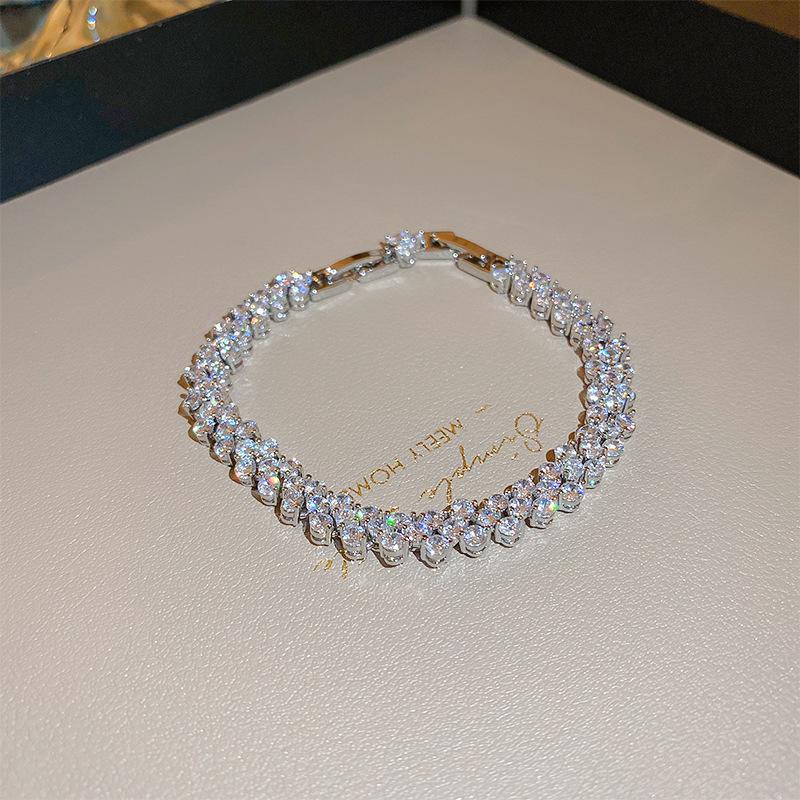Korean Double-Layer Zircon Bow Bracelet: Chic Luxury Jewelry for Women