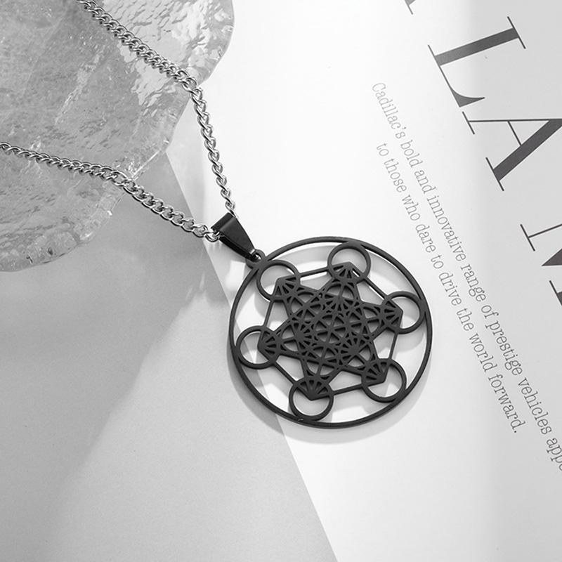 Archangel Metatron Sacred Geometry Hexagram Stainless Steel Pendant Necklace