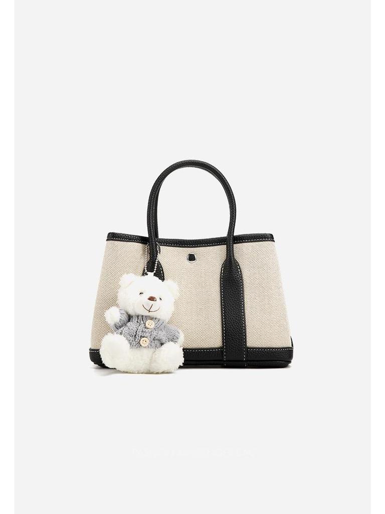 Braune & Schwarze Kuhfell Canvas Crossbody Tragetasche