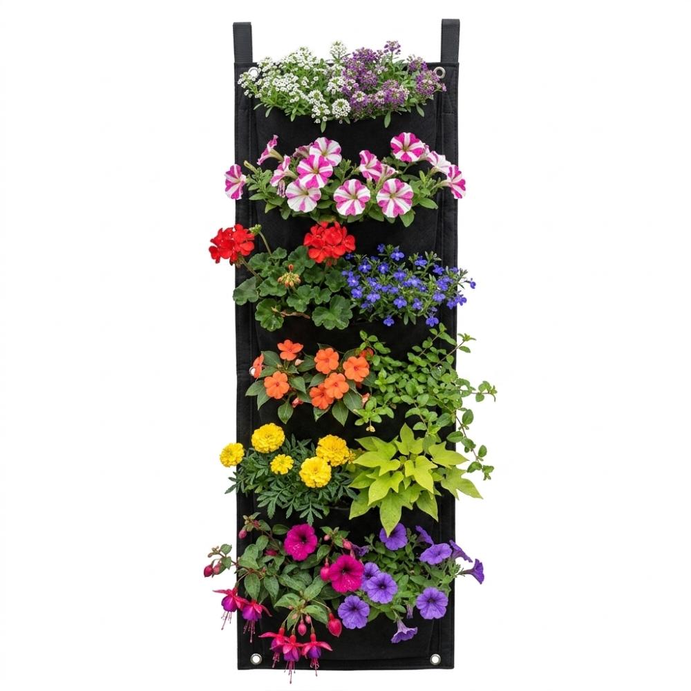 Durable 6 Pockets Plant Grow Bag Degradable Felt Plant Bag Breathable Reusable Grow Bag Indoor Gardening