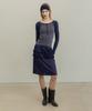 Forev Mesh Frill Midi Skirt - Navy