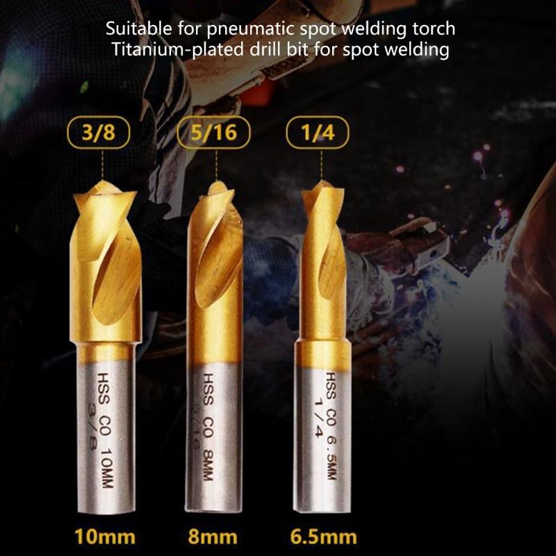 3Pcs Cobalt Spot Weld Drill Bit Set Spot Weld Cutter 1/4(6.5mm),5/16(8mm),3/8(10mm) Toughness Hardness Spot Weld Cutter