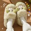 Cotton new slippers winter outdoor wear indoor home cute warm hair bag and confinement cotton shoes
