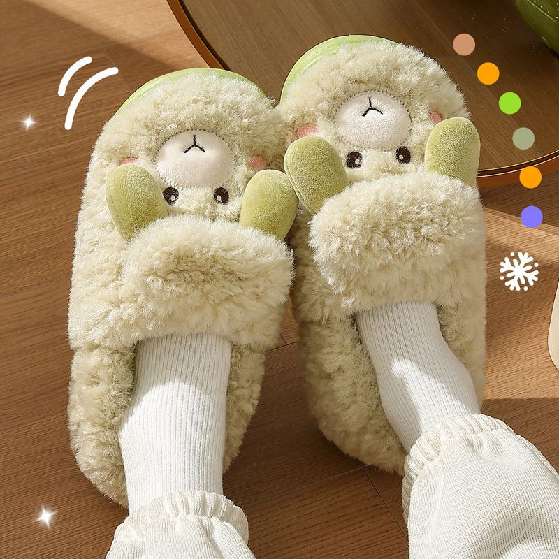 Cotton new slippers winter outdoor wear indoor home cute warm hair bag and confinement cotton shoes