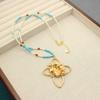 Dd Blogger Branch Shadow Long Sweater Chain Turquoise Pearl Design Early Autumn Chain Four Leaf Clover Pendant