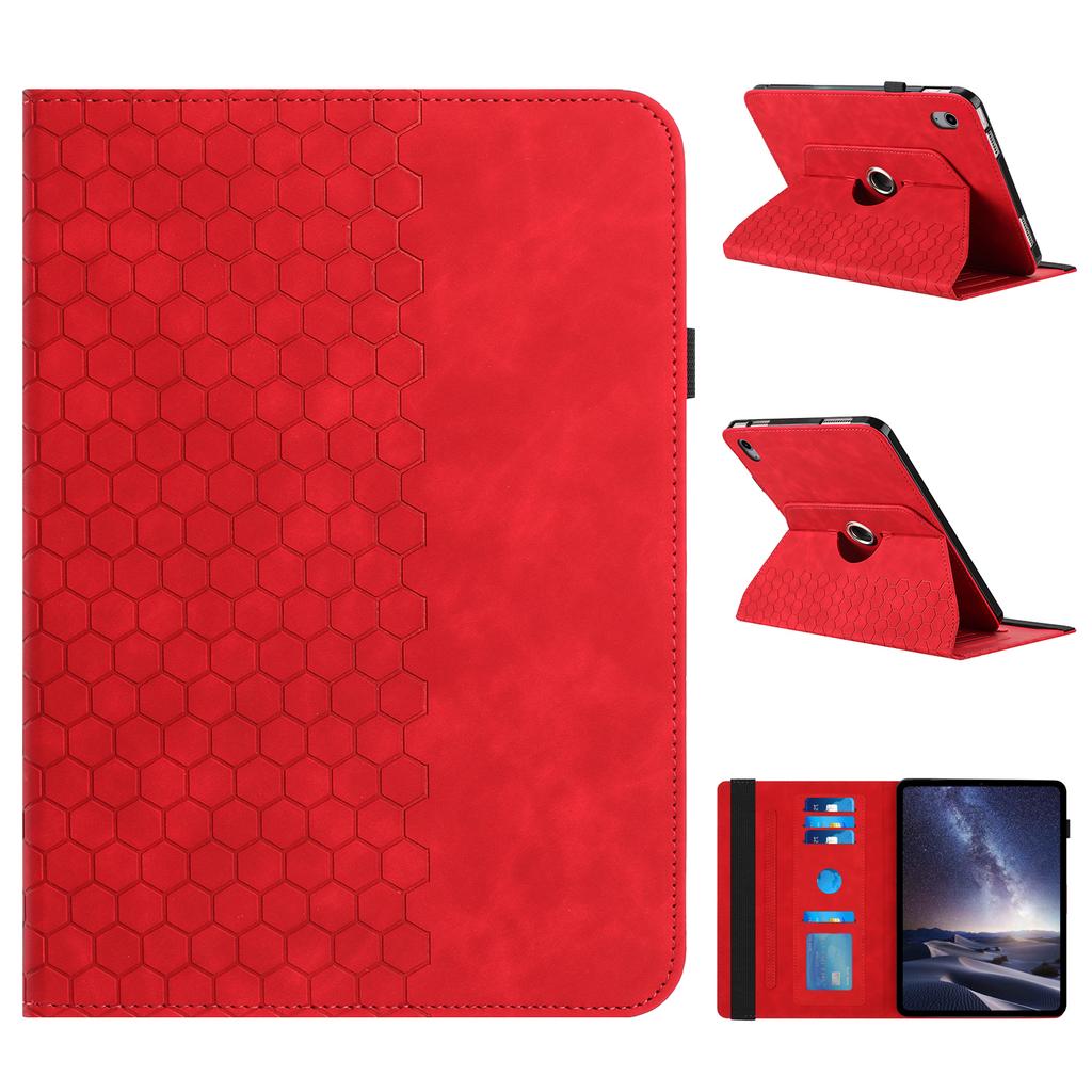 Leather Case For iPad mini (2024) / (2021) Rotatable Honeycomb Imprinted Shockproof Tablet Cover with Stand