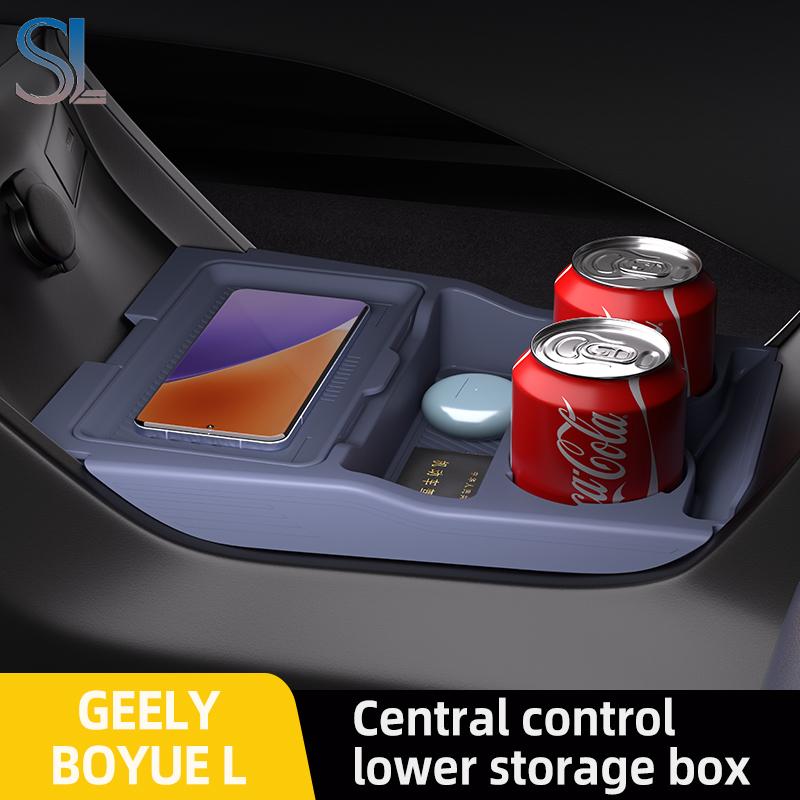 For Geely Atlas 2024 2025 Storage Box Center Armrest Hidden Box Cup Holder Organizer Interior Accessories