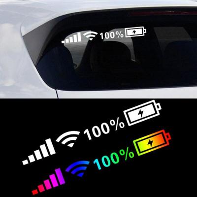 Pegatinas para parabrisas de coche, pegatinas reflectantes de potencia de señal WiFi en el icono del teléfono móvil del coche, pegatinas para coche, accesorios de decoración exterior del coche