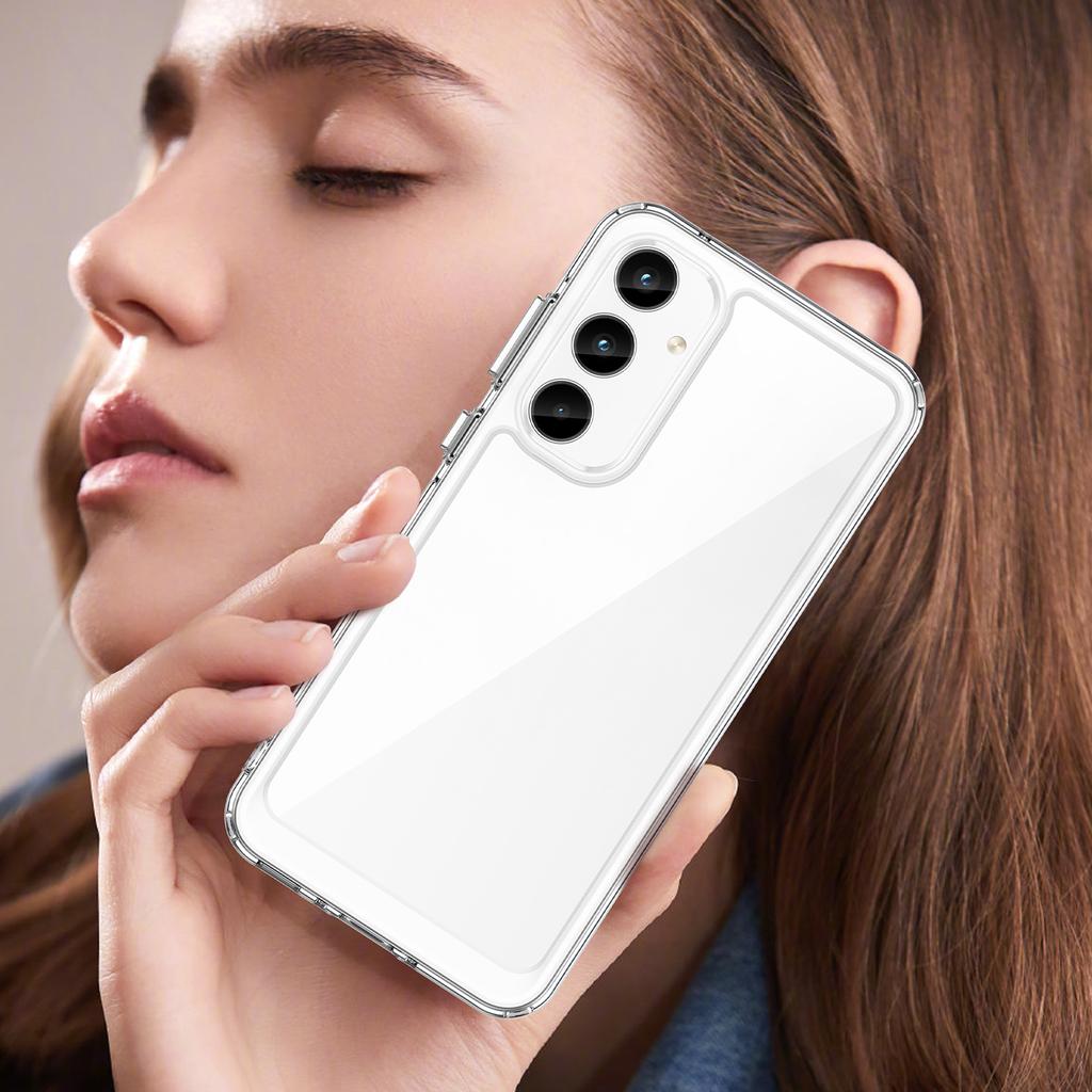 For Samsung Galaxy A35 5G Case Crystal Clear Phone Cover with Electroplated Buttons (Big Rear Lens Hole)