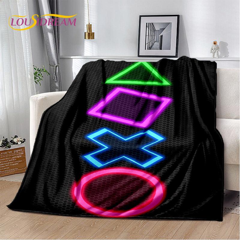 Cartoon-Gamer-Gamepad-Game-Over-weiche Plüschdecke, Flanelldecke, Überwurf, Deckenbezug für Wohnzimmer, Schlafzimmer, Betten, Sofa, Picknick
