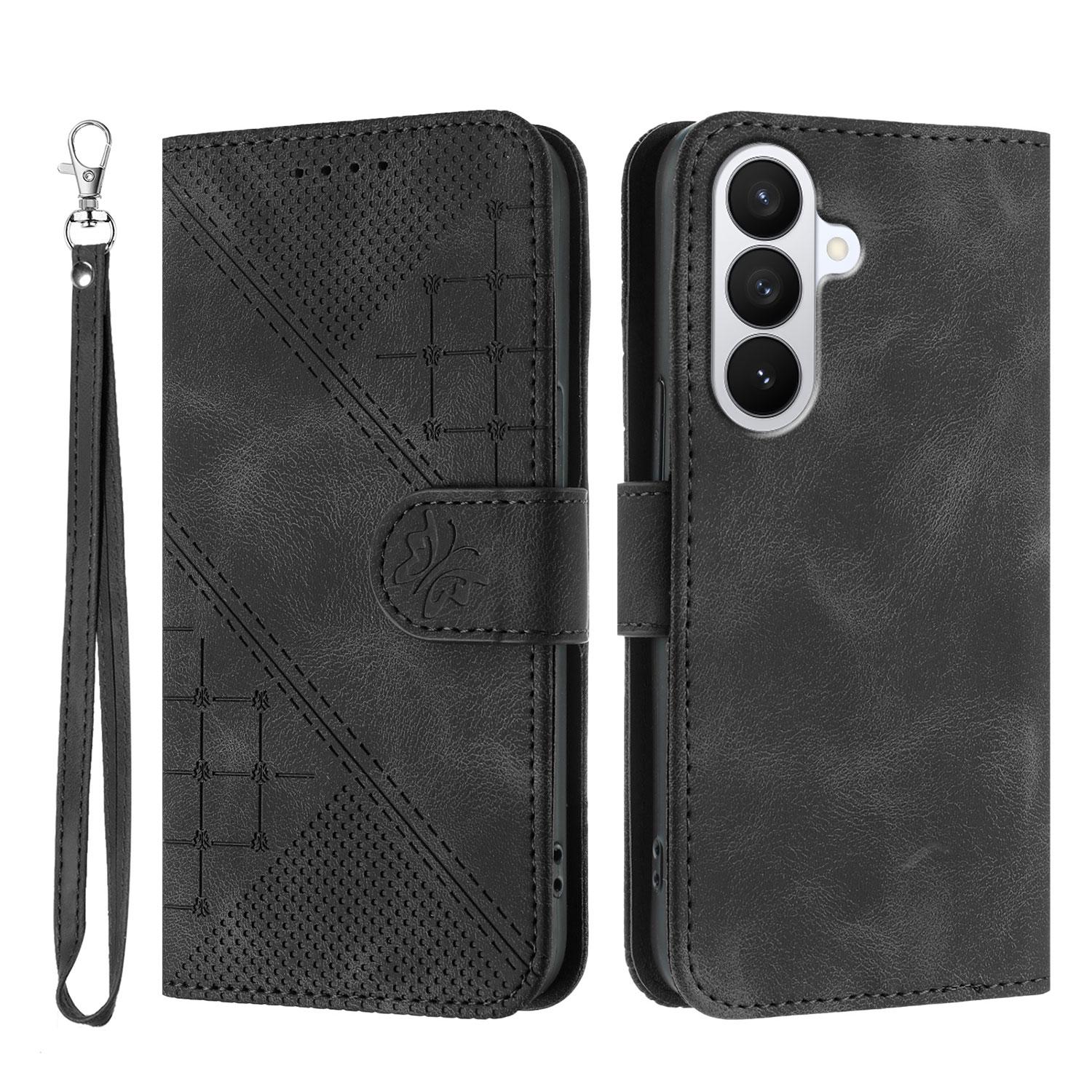 

For Samsung Galaxy S26 Pro Leather Wallet Case Butterfly Flower Imprinted Phone Cover with Strap