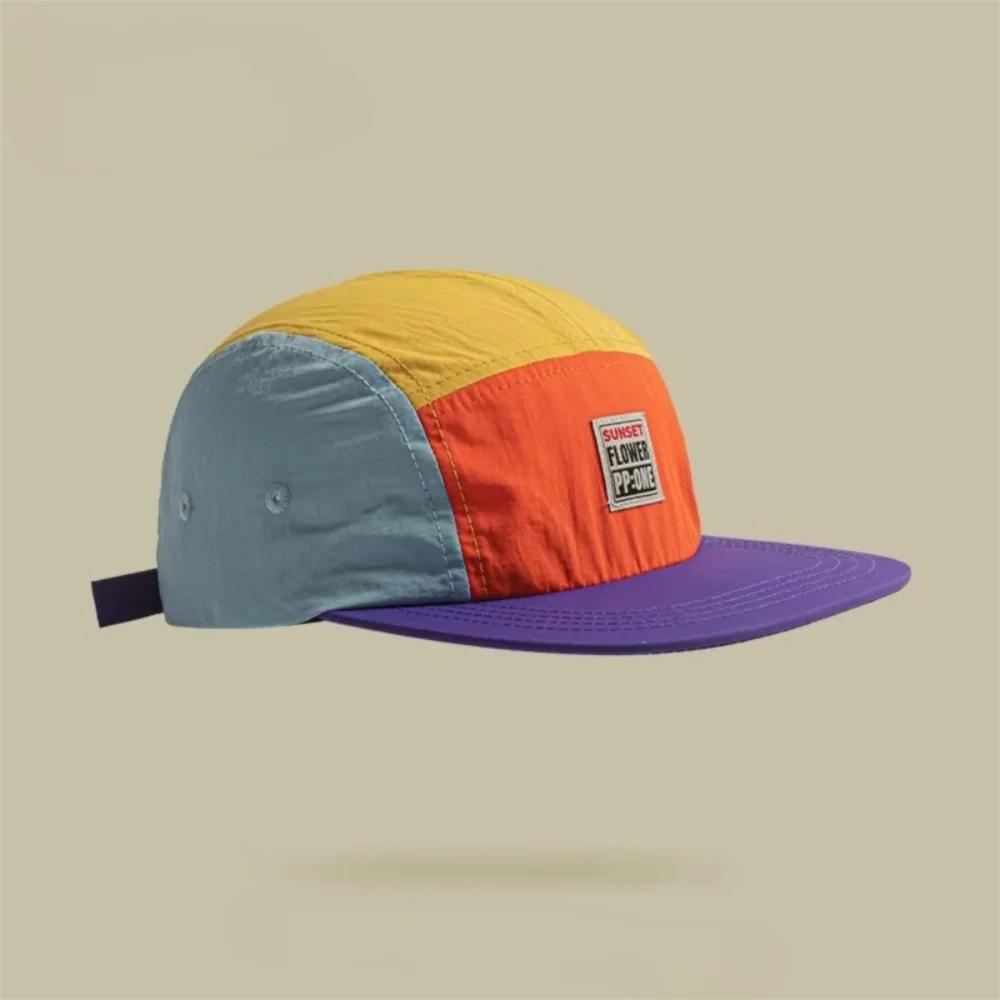Retro Japanischer Stil Hip-Hop Hüte 5 Panel Dünne Flache Kappe Atmungsaktiv Schnelltrocknend Sonnenschutzhut Unisex