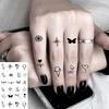 1 Hoja Araña Letra Flor Patrón Pequeño Tatuajes Temporales Para Mujeres Dedo, Pegatina de Tatuaje Falso Realista de Larga Duración