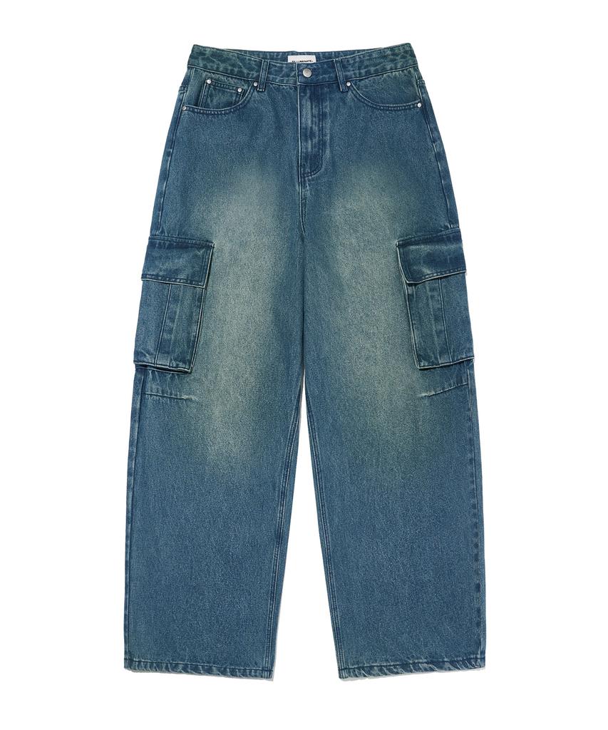 FILLUMINATE Washed Denim Cargo Pants - Indigo