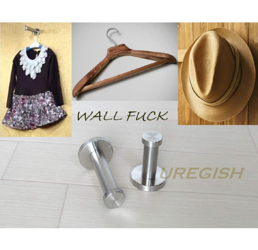 Wall Hooks Wall Hangers Stainless Steel Stylish Simple Design DIY Set [Uregish] 6-Piece (50mm)