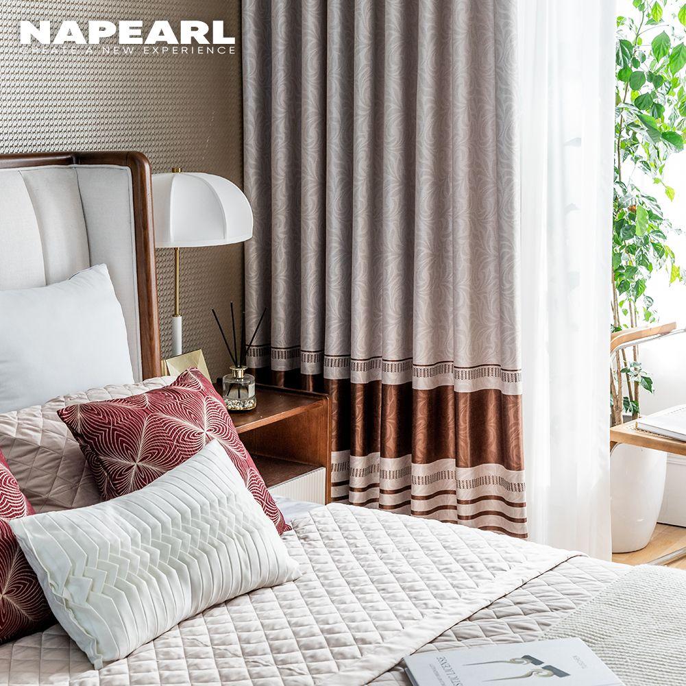 1PC NAPEARL 70% zasłona zaciemniająca w stylu europejskim Fashion Design brązowy pasek zasłona do sypialni na okno Home Decor-typ pierścienia