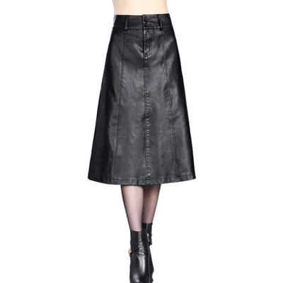 Gonna in pelle nera da donna Gonna autunnale sopra il ginocchio a vita alta in PU Gonna casual femminile taglie forti A-line invernale