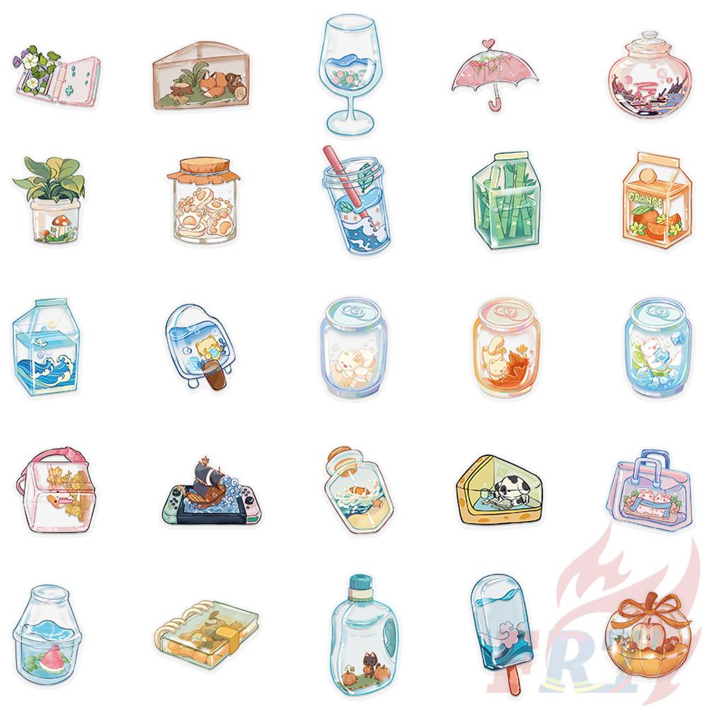 50Pcs/Set Crystal Bottle Art PET Stickers Waterproof DIY Fashion Doodle Decals Stickers