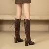 Women's High-heeled Boots Are Fashionable European and American Style Solid Color Solid Color Versatile Large Size Medium Boots