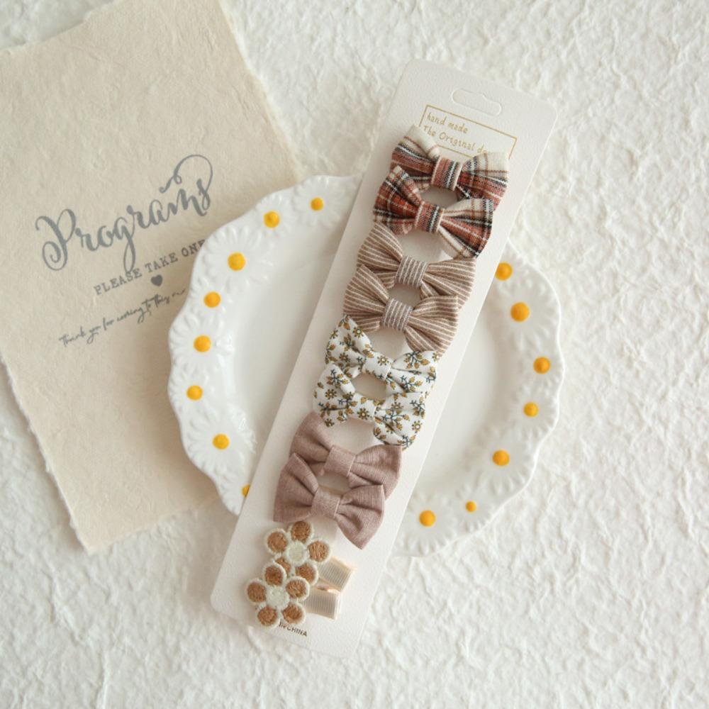 

10PCS Beige coffee Bows Hair Clips Cute Bangs Hairclips Hair Accessories Bowknot BB Clips 01