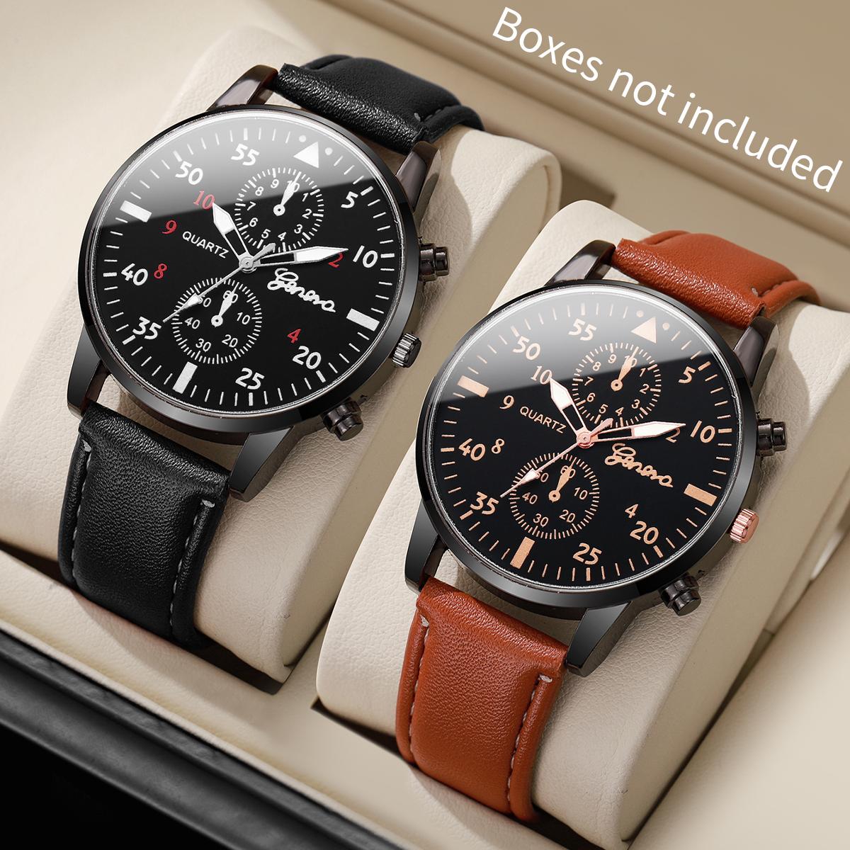 

2/4/6pcs/set Men s Watch Combination Set Trendy Casual Business Style Men s Temperament Leather Watch Sport Style Watch No Box