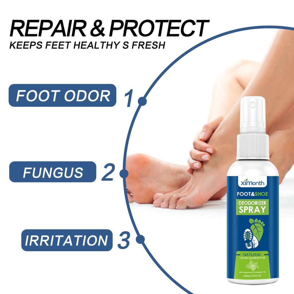 XIMONTH Foot Deodorizer Relieves Sweaty Feet and Stinky Feet Removes Odor, Stops Itching and Dries Feet Deodorizing Treatment Spray