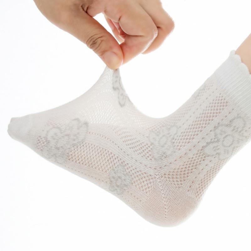 5Pairs/Set Children Girls Mesh Socks Breathable Soft Comfortable Cute Lace Cartoon Thin Daily Walking Wear Baby Socks Summer