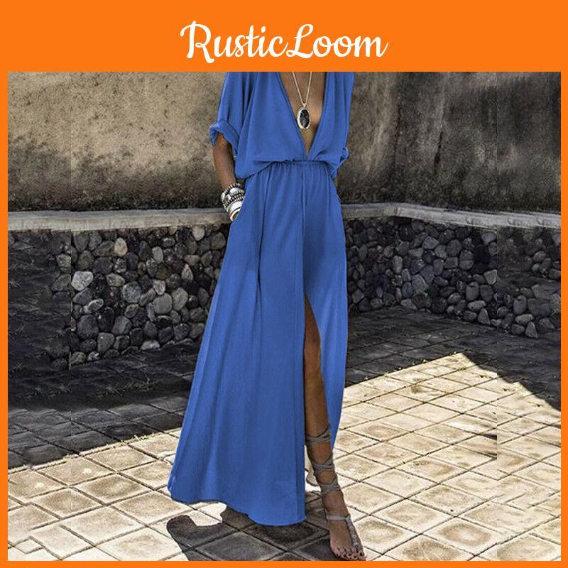 Stylish Women Deep V Neck Maxi Dress Featuring Timeless Design And Premium Quality