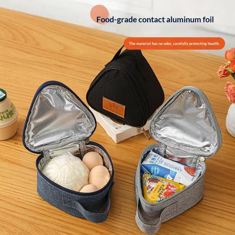 Portable Triangle Insulation Lunch Bag For Rice Vegetable Roll Milk Sandwich Egg Breakfast - Keep Food Warm Cool