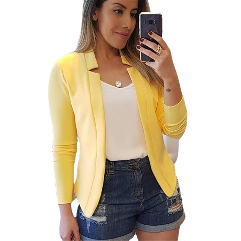 2021 Autumn/Winter European & American Solid Color Casual Blazer for Women