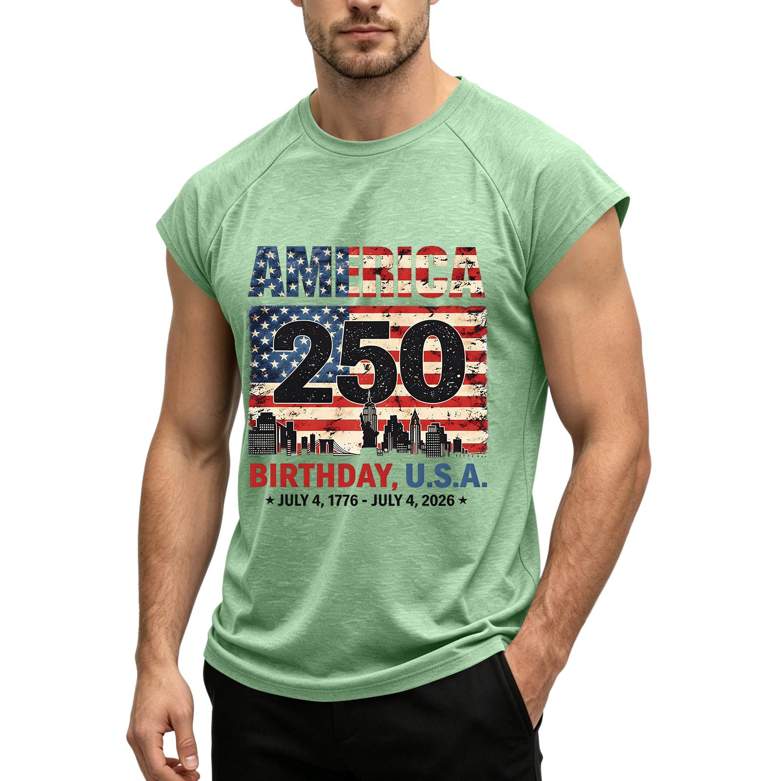 

Men s Sleeveless Muscle Tank Top Independence Day Printed Casual Athletic Shirt Lightweight Breathable Fabric Summer Workout Tee XXL