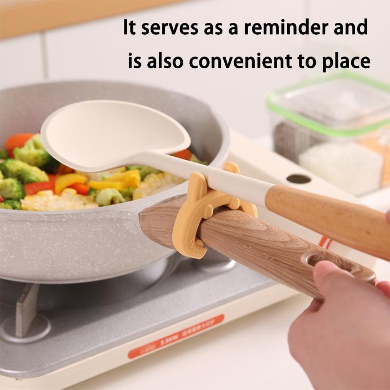 Cute Cats Ear Silicone Spatula Spoon Holder Heat Resistant Kitchen Tool Organizers Adjustable Clip For Cooking Utensils