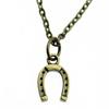 Horseshoe Charm Necklace  Animal Pendant For Horse Lovers Cowboy Western Jewelry 43cm Chain