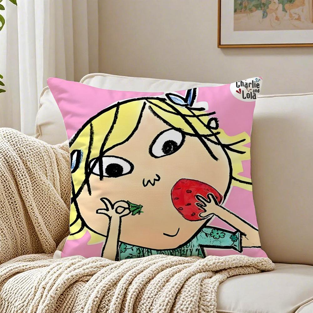 Süß Niedlich Britisch Anime CCharlie und Lola Anime Kissenbezug Kissenbezug Staubmilbenfrei Wohnzimmer Sofa Dekor Kissen Zimmer