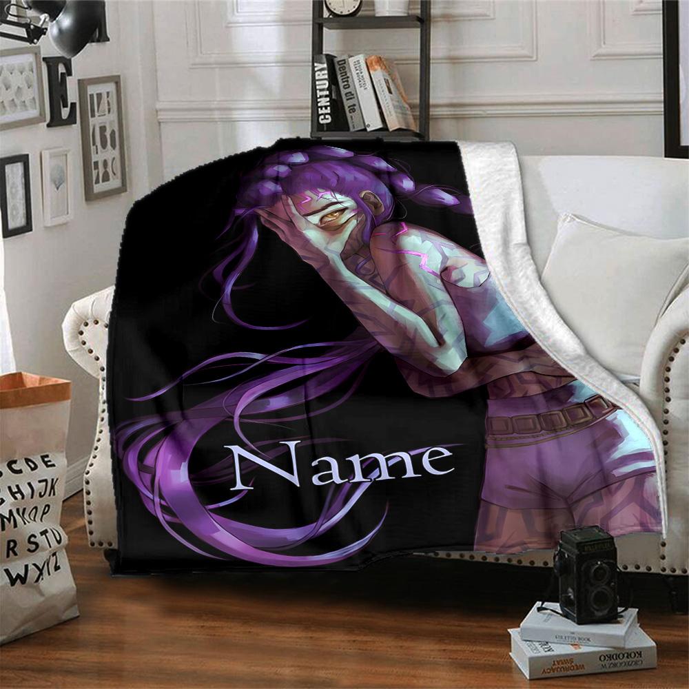 Customizable KPop Demon Hunters3 Throw Blanket – Personalized Name, All-Season Cozy Snug Blanket, Machine Washable, Personalized Blanket