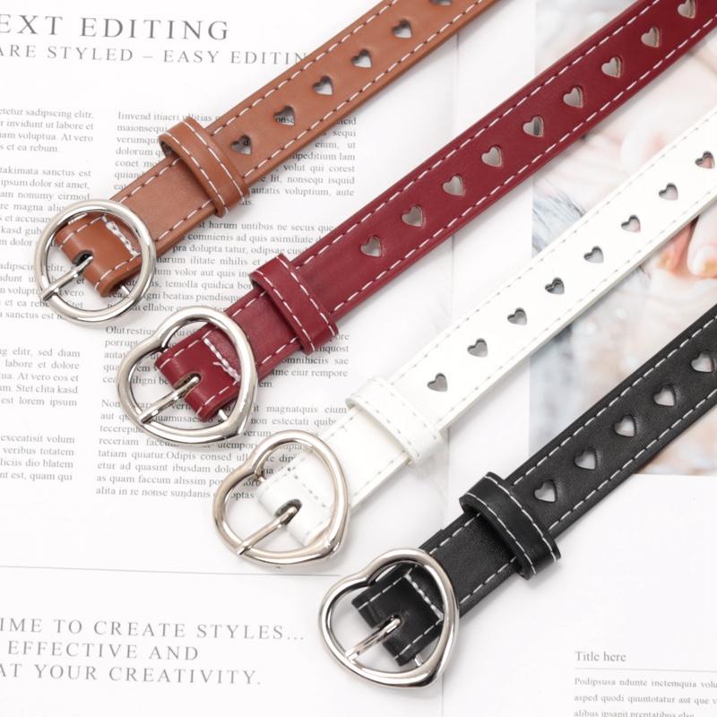Women PU Leather Belt Hollow Out Loving Ladies Waist Belt Personality Female Designer Jeans Pants Strap for Women Girls