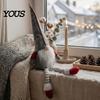 Festive Home Decor Plush Christmas Gnome Doll Decoration, Long Leg Soft Swedish Figurine, Holiday Stuffed Elf Dwarf Ornament for Tiered Tray Tabletop