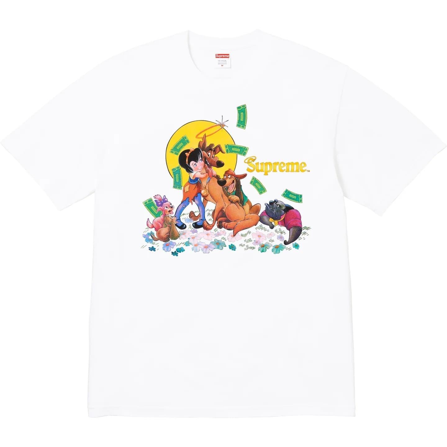 Supreme Футболка  Все псы попадают на небеса  Белая L