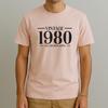 Born In 1980 T-Shirt: Funny Birthday Soft Cotton Shirt with Custom Date - Gift Tee for Men or Women - All Original Parts - S74