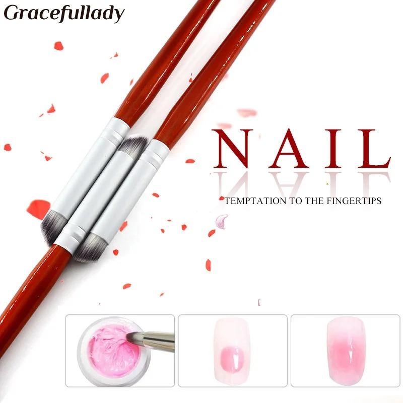 2pcs/set Nail Art Brush UV Gel Painting Drawing Manicure Pen Tools DIY Accessory Pigment Gradient Pen Nail Painting